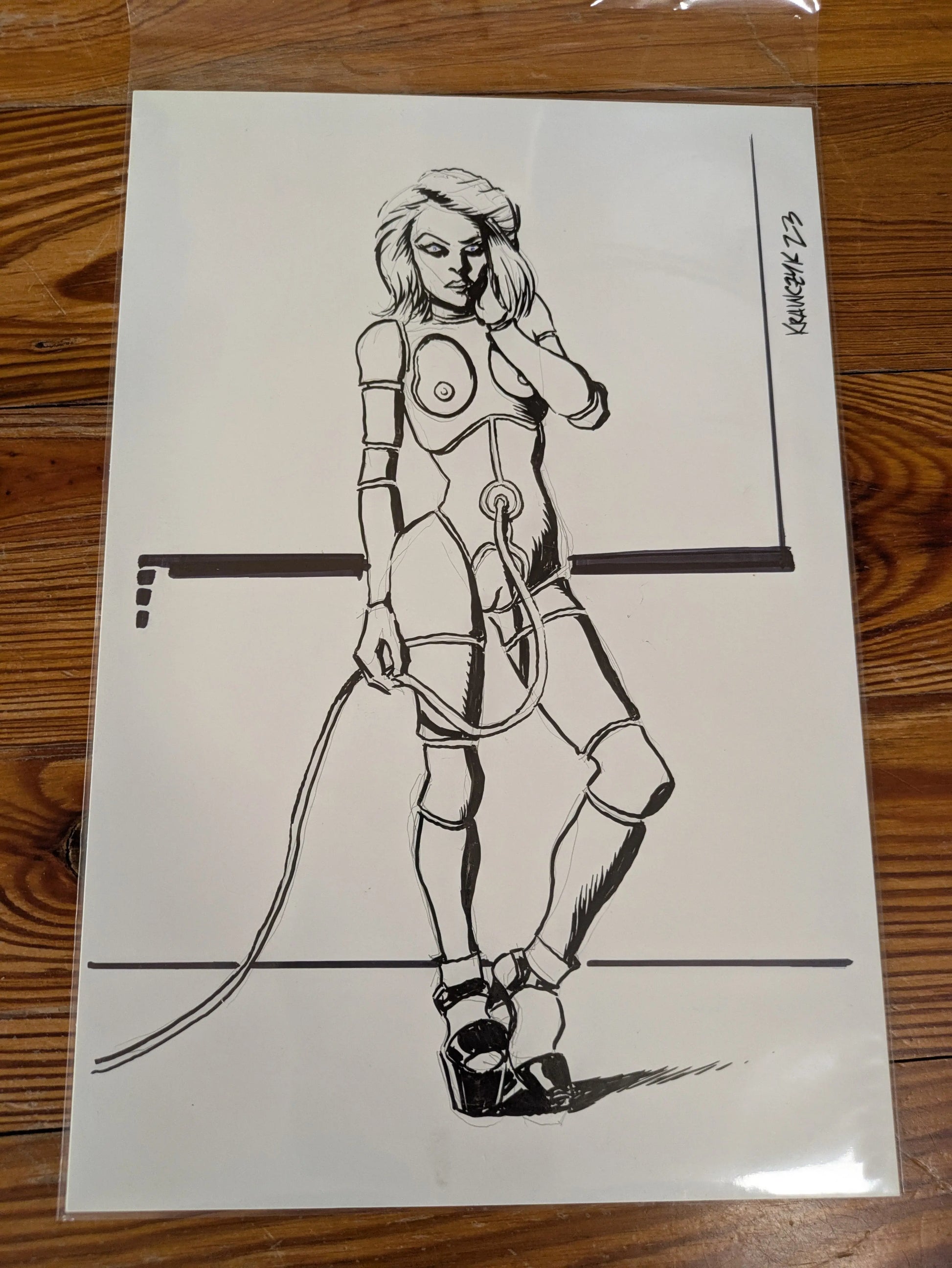 EroTech Sketch Signed by Geoffrey Krawczyk SHP Comics