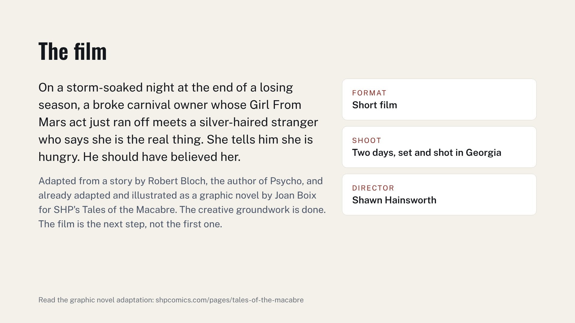 The film: Girl From Mars, directed by Shawn Hainsworth